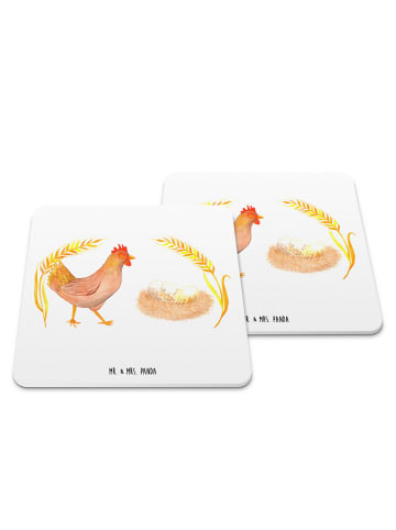 Mr. & Mrs. Panda Glasuntersetzer Huhn Stolz ohne Spruch in Weiß