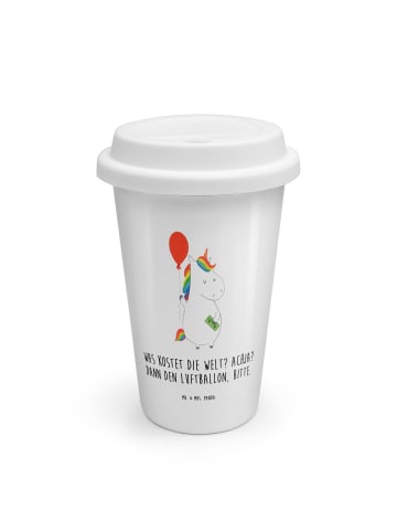 Mr. & Mrs. Panda Thermobecher Einhorn Luftballon mit Spruch in Weiß