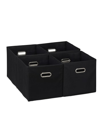 relaxdays 4 x Aufbewahrungsbox in Schwarz - (B)30 x (H)30 x (T)30 cm