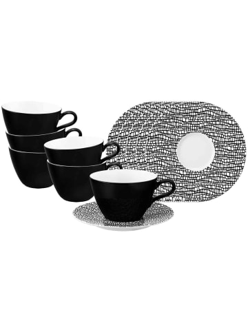 Seltmann Weiden 6er Set Milchkaffeetassen mit Untertassen Life Fashion in 370 ml in Glamorous Black