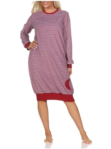 NORMANN Frottee Nachthemd langarm Bündchen Tupfen Optik - 87611 in Ringel