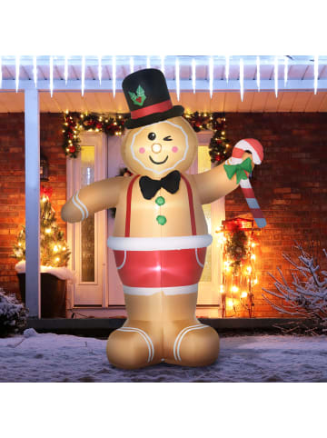 Outsunny Aufblasbare Weihnachtsdekoration-175L x 82B x 238H cm-Braun