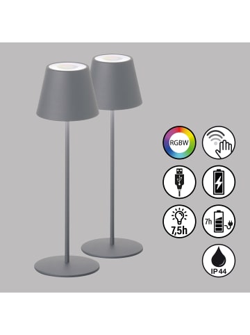 FHL easy  2er LED Akkuleuchten Set Cosenza in grau - (H) 38 cm x Ø 12 cm