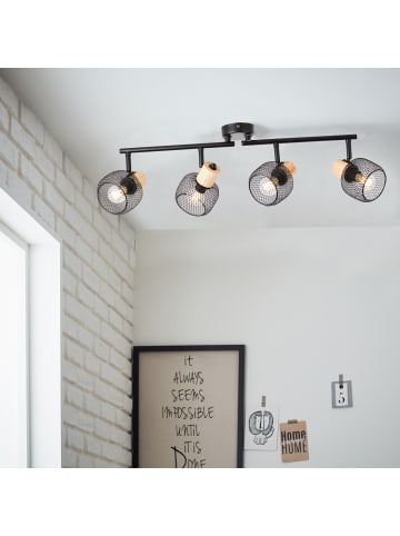 Brilliant Strahlerrohr 4flg, 74 cm, E14, schwenkbar, Metall/Holz, schwarz/braun