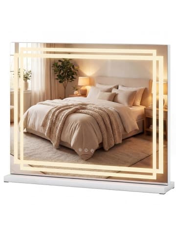 COSTWAY LED Beleuchteter Schminkspiegel in Weiß