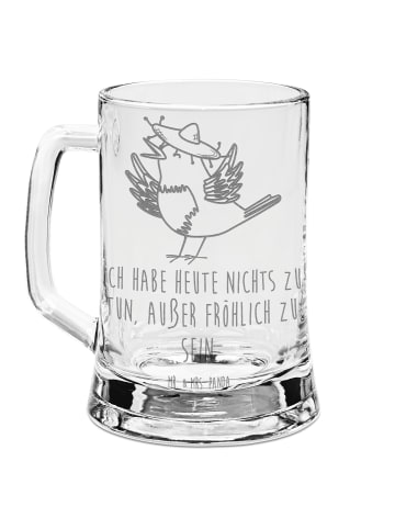 Mr. & Mrs. Panda Gravur Bierkrug Rabe Sombrero mit Spruch in Transparent