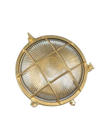 Licht-Erlebnisse Außen Wandlampe Ø 24 x (H)24 cm in Messing