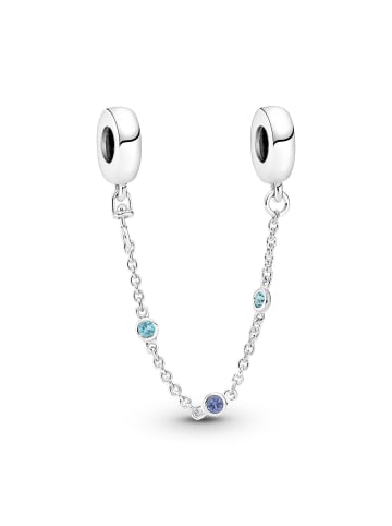 Pandora Sicherheitskette Silber Dreifacher Blauer Stein