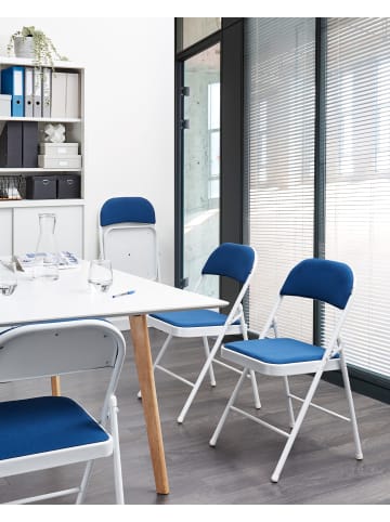 Beliani 4er-Set Konferenzstuhl SPARKS in Blau/Weiß