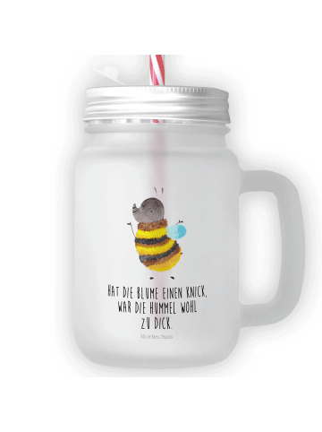 Mr. & Mrs. Panda Trinkglas Mason Jar Hummel flauschig mit Spruch in Transparent