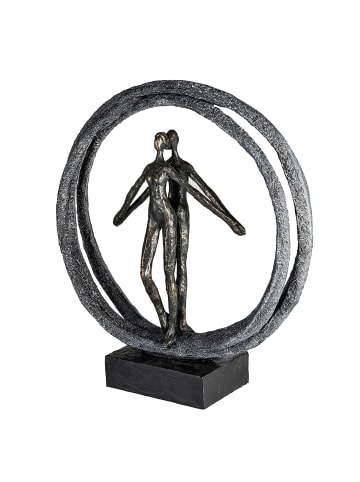 GILDE Skulptur Paar im Ring bronzefarben, grau - (H) 40 cm