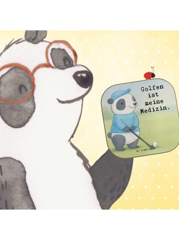 Mr. & Mrs. Panda Untersetzer Panda Golfen Design mit Spruch in Weiß