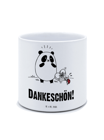 Mr. & Mrs. Panda Pflanzgefäß Panda Dankeschön mit Spruch in Weiß