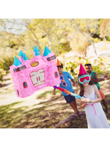 relaxdays 2 x Pinata Schloss in Rosa