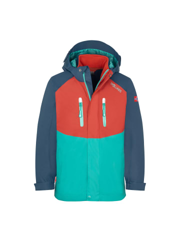 Trollkids 3 in 1 Jacke Bryggen in red clay/mystic blue