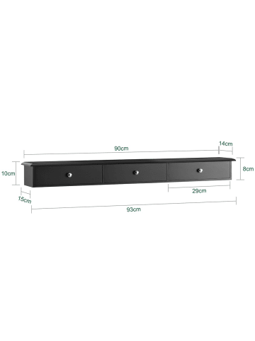SoBuy Wandkonsole in Matt-Schwarz - (W) 15 x (H) 10 x (L) 93 cm
