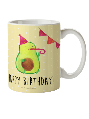 Mr. & Mrs. Panda Kindertasse Avocado Geburtstag mit Spruch in Gelb Pastell