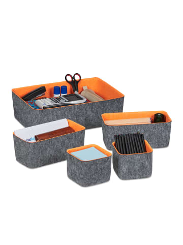 relaxdays 5 tlg. Schubladenorganizer in Grau/ Orange