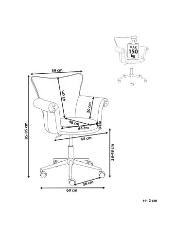 Beliani Bürostuhl VELENCIA in Braun/Gold - (W) 64 x (H) 85 x (L) 60 cm