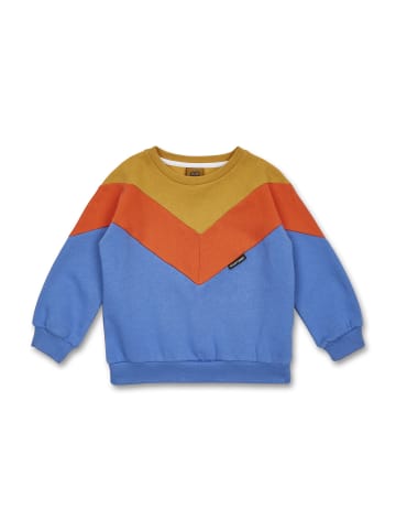 MANITOBER Cut & Sew Sweatshirt in Blue/Khaki/Orange