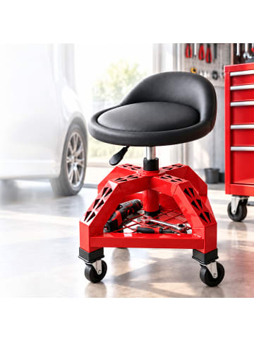 relaxdays Werkstatthocker in Rot - (B)40 x (H) 50 x (T)40 cm