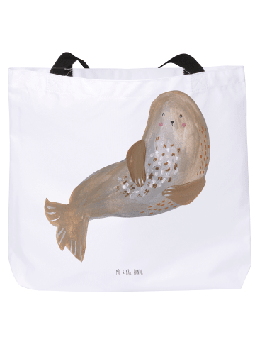 Mr. & Mrs. Panda Strandtasche Robbe Lachen ohne Spruch in Weiß