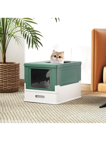COSTWAY Katzenklo aus PP faltbar bis 10 kg in Grün