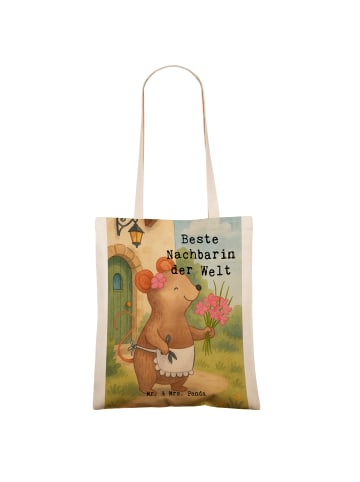 Mr. & Mrs. Panda Shopping Tasche Maus Beste Nachbarin der Welt D... in Weiß