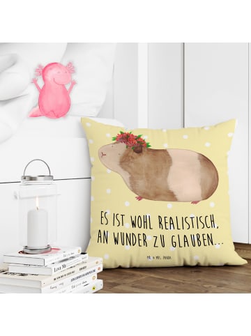 Mr. & Mrs. Panda Kissen Meerschweinchen Weisheit mit Spruch in Gelb Pastell