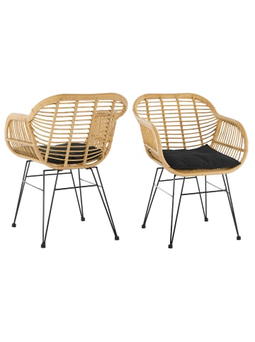 SalesFever Armlehnstuhl 2er-Set Indoor & Outdoor – Rattanoptik und Metallgestell in Natur