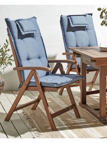 Beliani 2er-Set Gartenstuhl AMANTEA in Braun/Blau