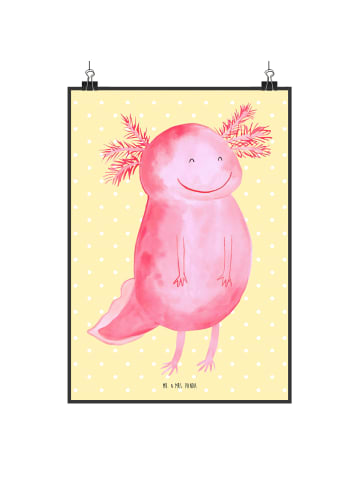 Mr. & Mrs. Panda Bild Axolotl Glücklich ohne Spruch in Gelb Pastell