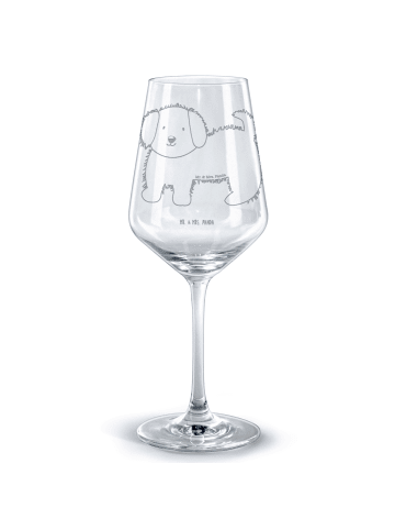 Mr. & Mrs. Panda weinglas graviert Hund Flauschig ohne Spruch in Transparent