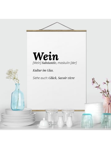 WALLART Stoffbild mit Posterleisten - Die Definition von Wein in Weiß