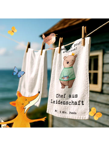 Mr. & Mrs. Panda Mini-Handtuch Chef Leidenschaft mit Spruch in Weiß