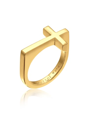 KUZZOI Ring 925 Sterling Silber Kreuz in Gold