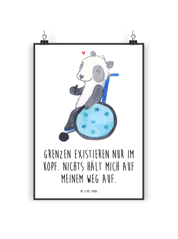 Mr. & Mrs. Panda Poster Panda Rollstuhl mit Spruch in Weiß