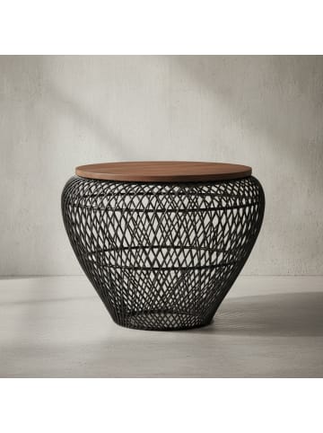 KADIMA DESIGN Couchtisch Mango Massivholz Metall 60x60x45 cm Rund mit