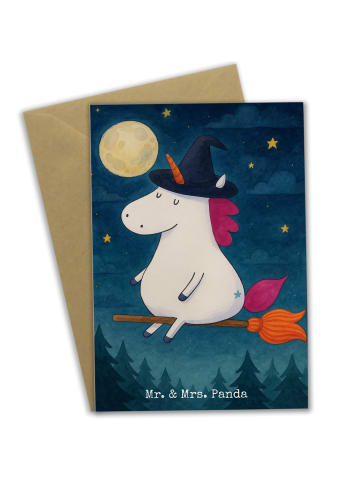 Mr. & Mrs. Panda Klappkarte Einhorn Hexe Design ohne Spruch in Weiß
