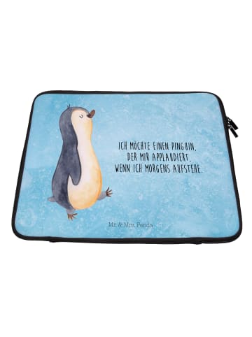 Mr. & Mrs. Panda Laptop Case Pinguin mHerzieren mit Spruch in Eisblau