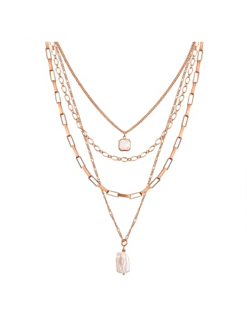 Lulu & Jane Halskette Metall-Legierung Glas Süßwasser-Zuchtperle in gelbgold