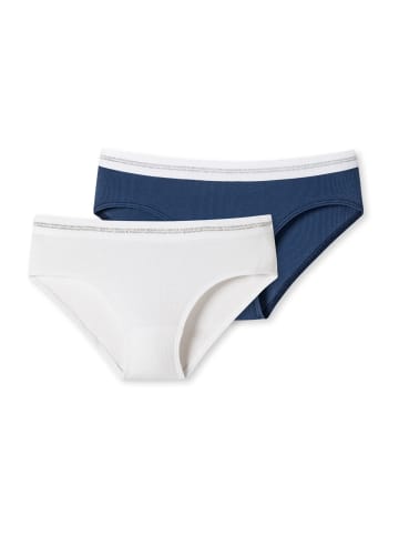 Schiesser Panty Long Life Rib in weiß, nachtblau