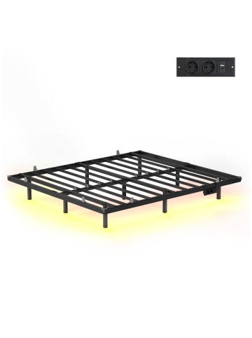 VASAGLE Bettgestell Conner in Mattschwarz - (B)180 x (H)26 x (T)200 cm