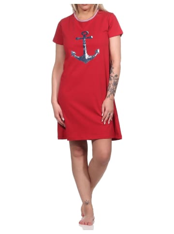 NORMANN maritimim Kurzarm Nachthemd Anker - 74887 in rot