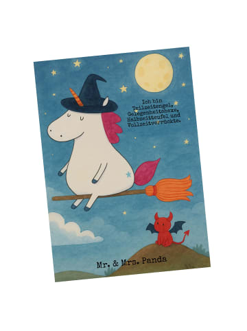 Mr. & Mrs. Panda einzelkarte Einhorn Hexe Design mit Spruch in Weiß