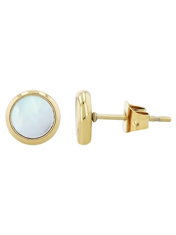 Adeliás Damen Ohrringe – Ohrstecker aus Edelstahl mit Perlmutt in gold