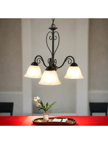 Licht-Erlebnisse Pendelleuchte (B)46 x (L)46 x (T)103 cm in Mattes Schwarz Weißmattes Schwarz Weiß