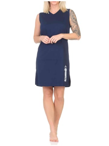 NORMANN Nachthemd Strandkleid Maritimer Look - 85945 in navy