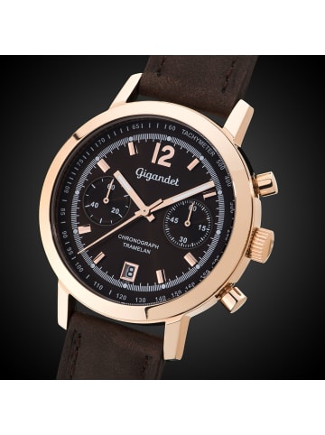 Gigandet Quarzuhr Chronograph "TRAMELAN" in Braun/Rosegold