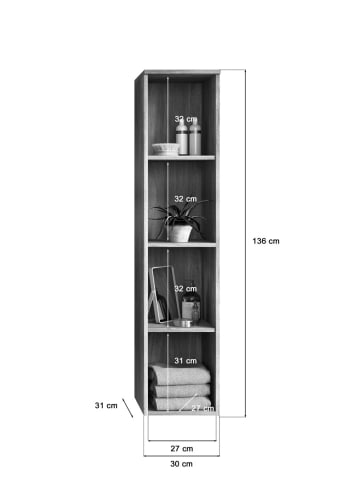 ebuy24 Badschrank York Rauchfarbenen 30 x 31 cm